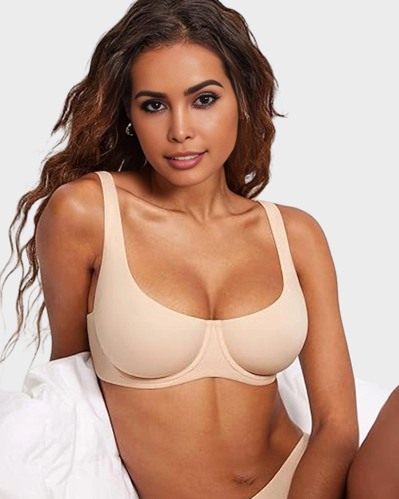 Pack of 3 Underwire Support Seamless Unlined Balconette Bra