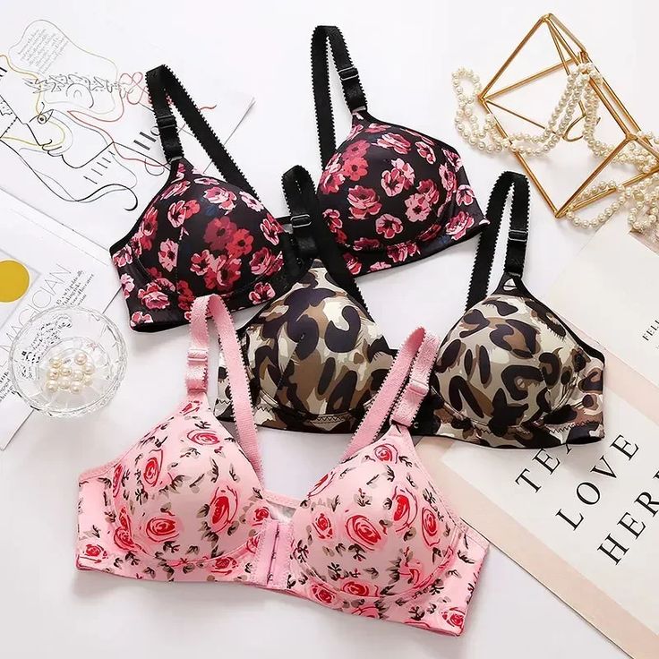 PACK OF 3 Women's Front Buckle Underwear Thin Style Bras