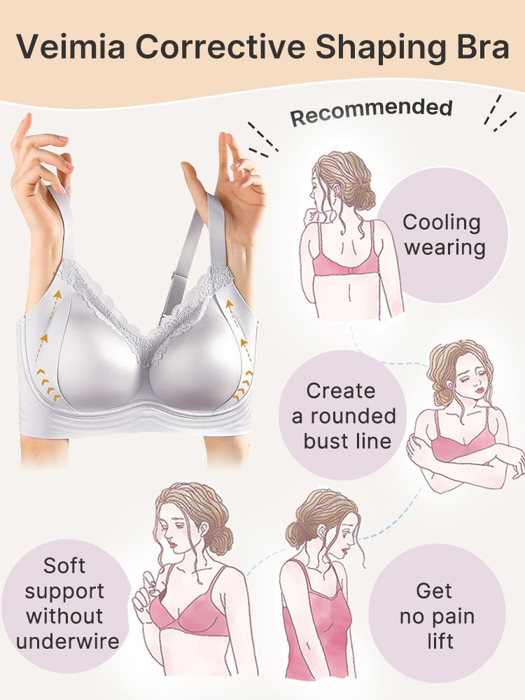 PACK OF 3: VEIMIA Delicate Lace Bra Anti-sagging Lift & Wireless Soft Support With Airy Pads, Silky Satin For Gentle Comfort