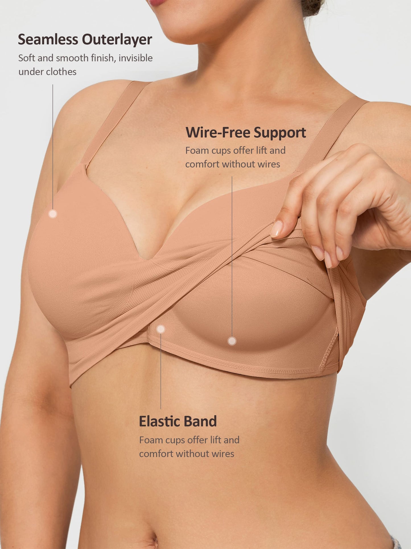 PACK OF 3: Feelingirl Wireless Push-Up Seamless Comfort Full Coverage Bra
